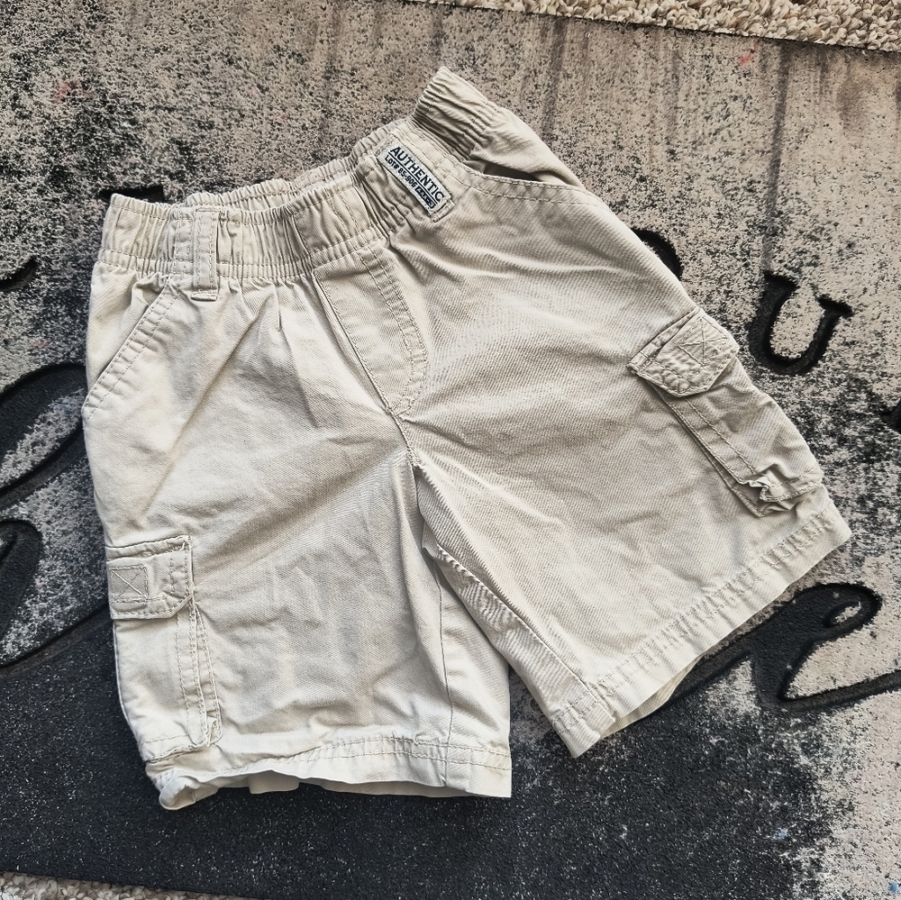 Babies R Us Toddler Boys Casual Cargo Khaki Shorts Size 3T Tan With Pockets
